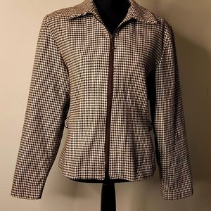 Old English vintage Brown hunter plaid  Linen Wool Zip Equestrian Buckle jacket